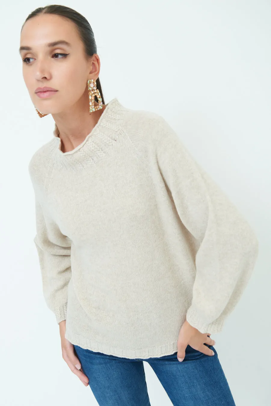 Cozy balloon sleeve sweater wholesale