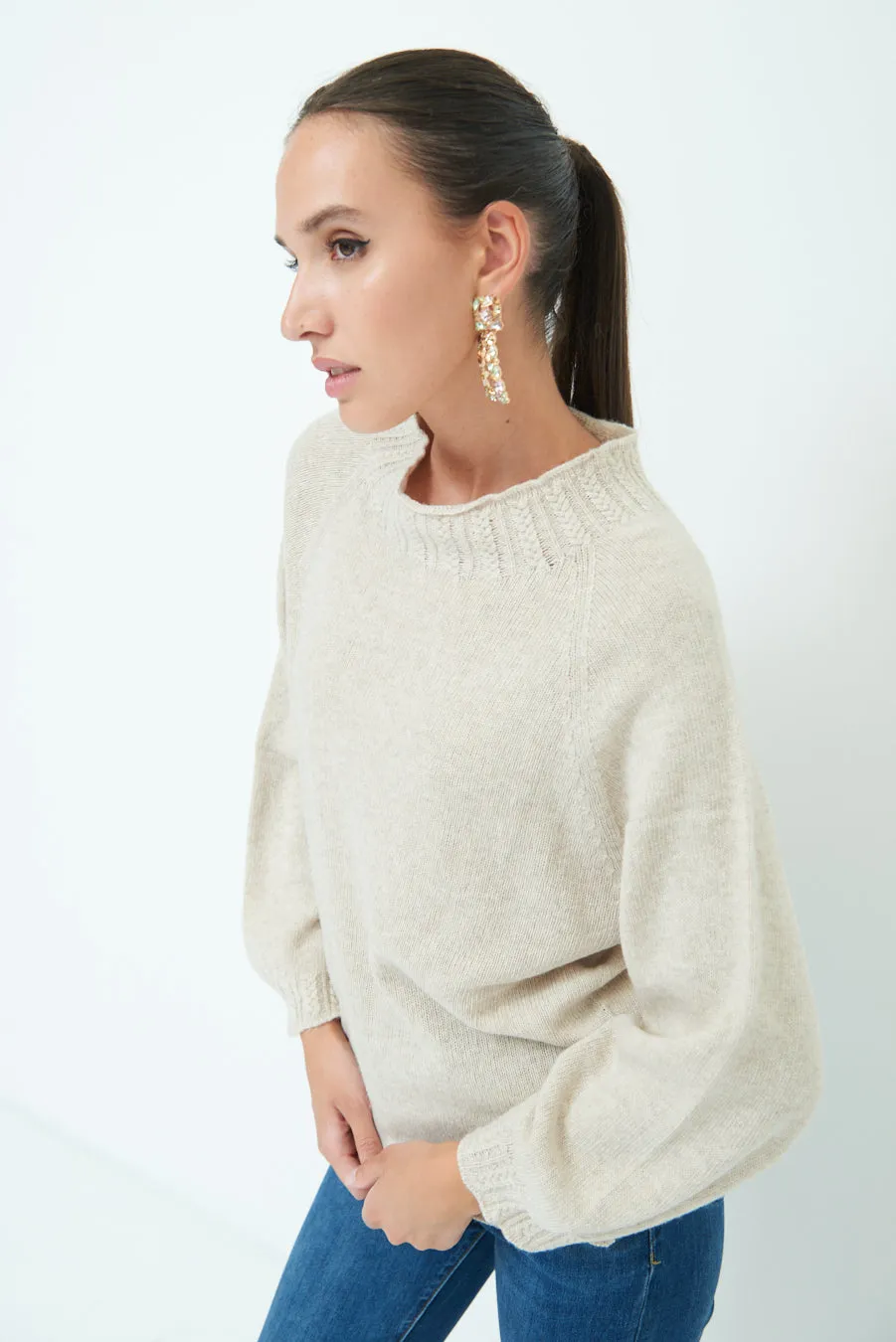 Cozy balloon sleeve sweater wholesale