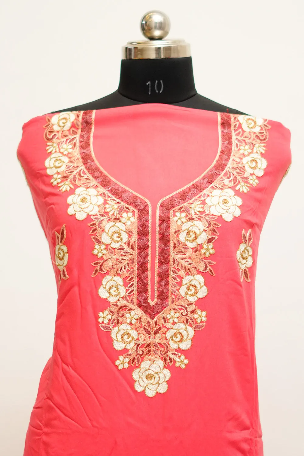 Dark Pink  Colour Aari Work Salwar Kameez With Neckline  Pattern And Designer Dupatta.