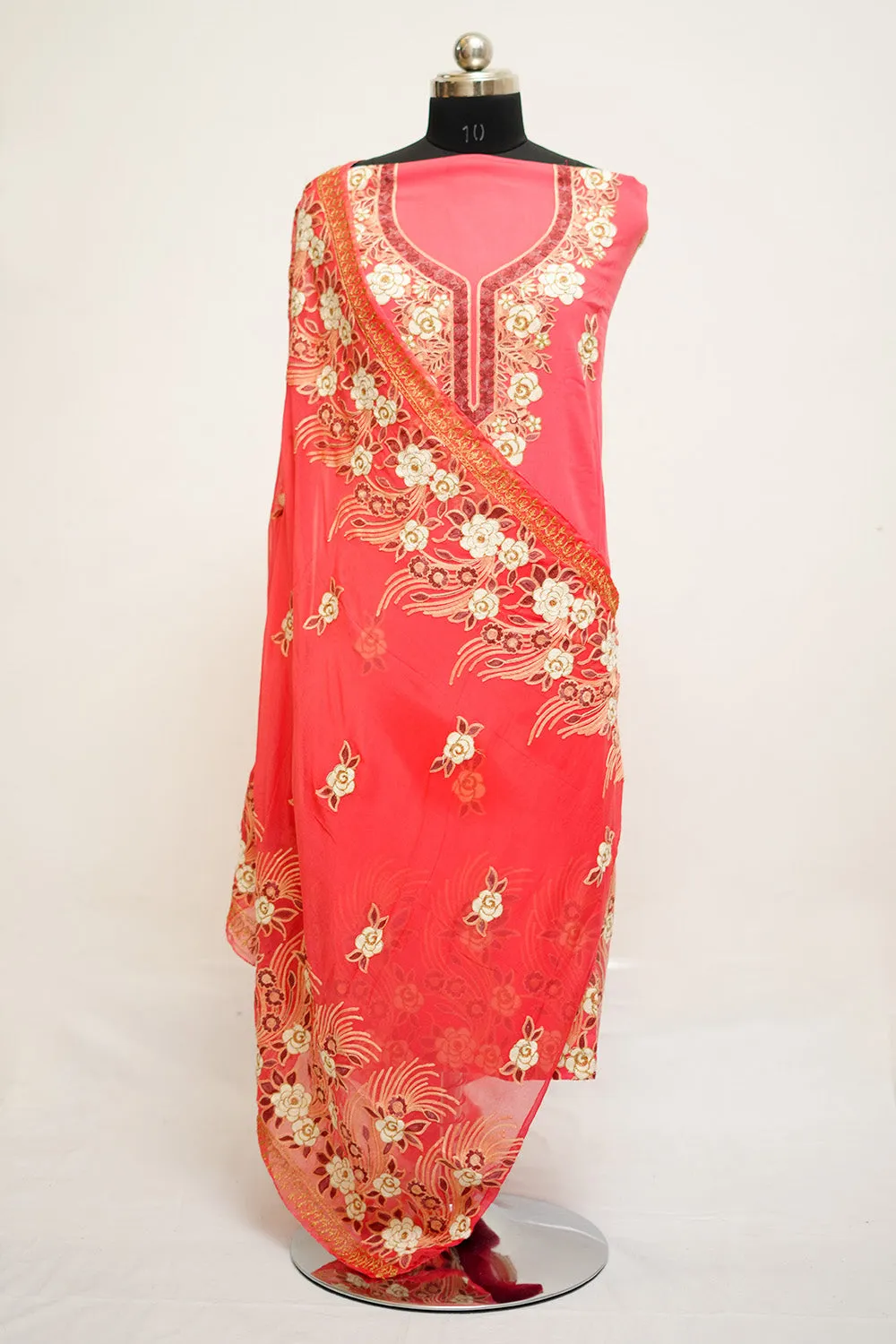 Dark Pink  Colour Aari Work Salwar Kameez With Neckline  Pattern And Designer Dupatta.
