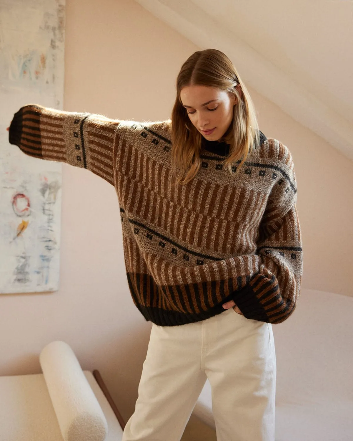 Ethno: Brown Alpaca Wool Sweater