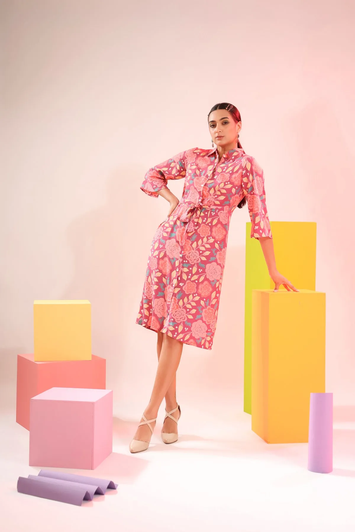 Floral Lavender Muslin Silk Dress