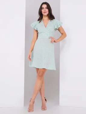Floral Print Cross-Front Fit & Flare Mini Dress