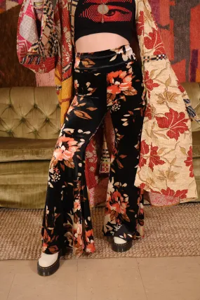 Floral Velvet Extreme Bells - Black/Coral
