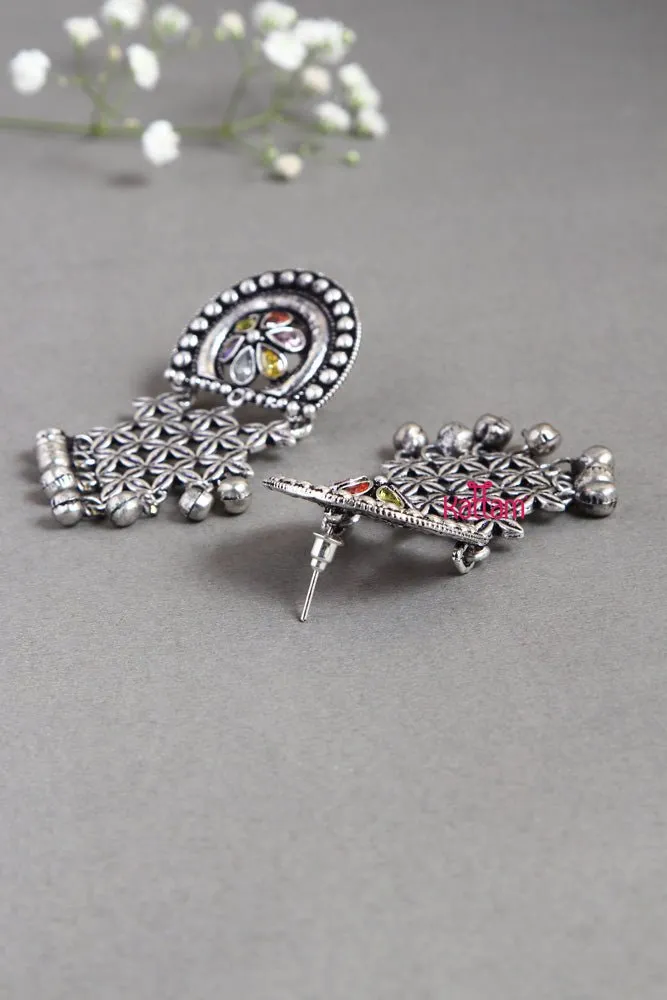 Flower Patterned Statement Earring