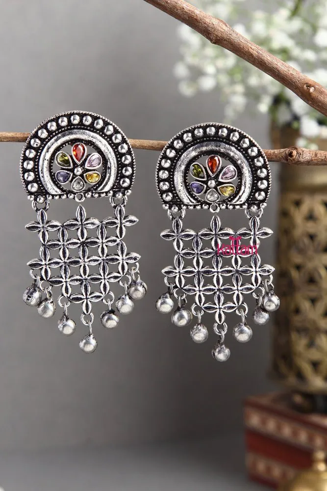 Flower Patterned Statement Earring