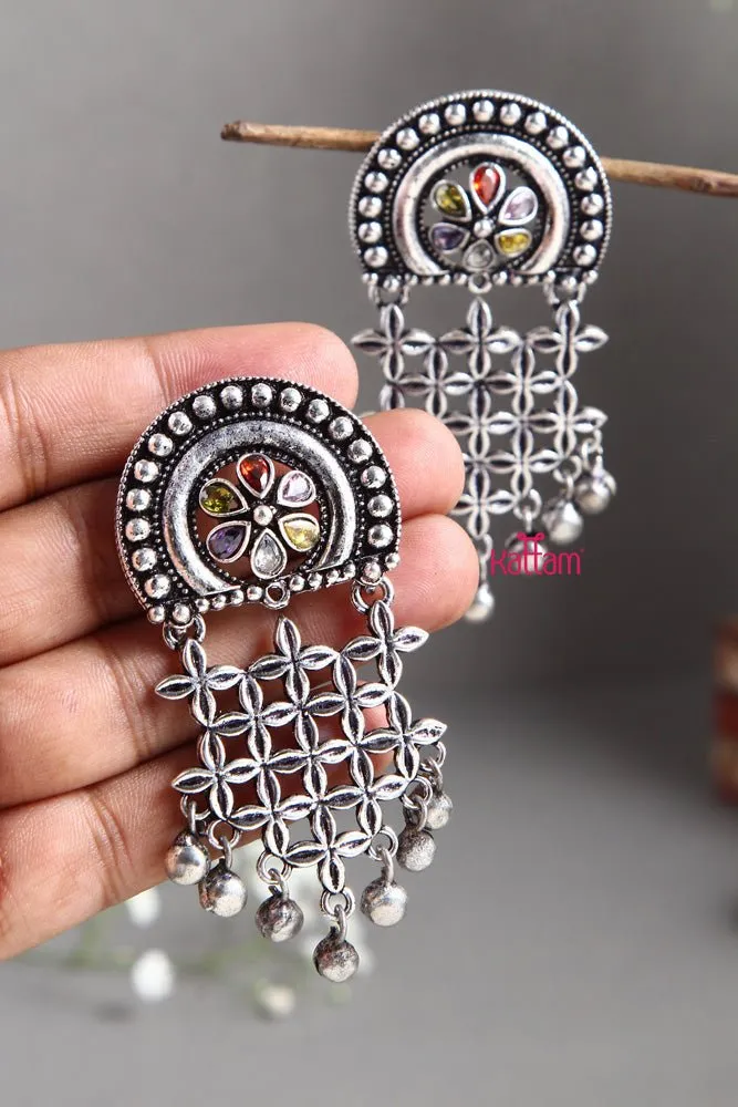 Flower Patterned Statement Earring