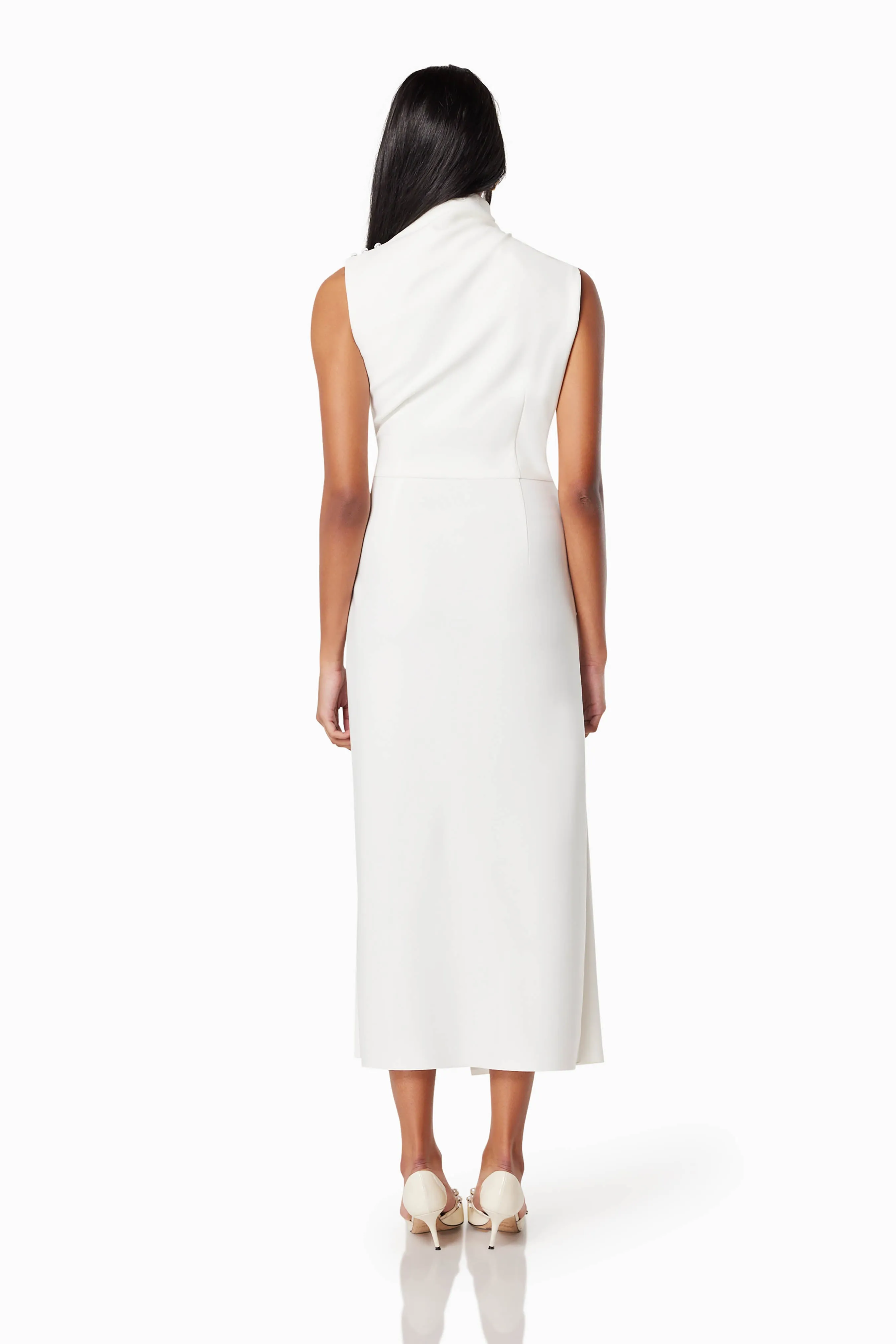 Genoa Fitted Midi Dress In White