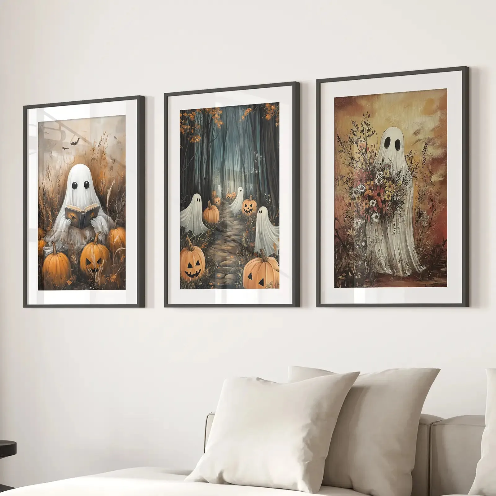 Ghosts Halloween Trendy Wall Art Poster Set Decor