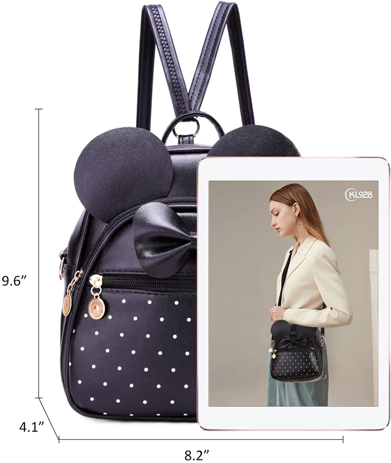 Girls Bowknot Polka Dot Cute Mini Backpack