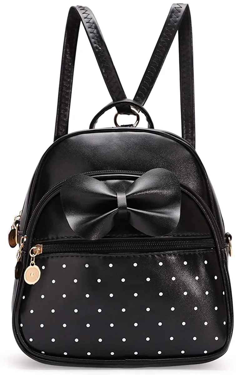 Girls Bowknot Polka Dot Cute Mini Backpack