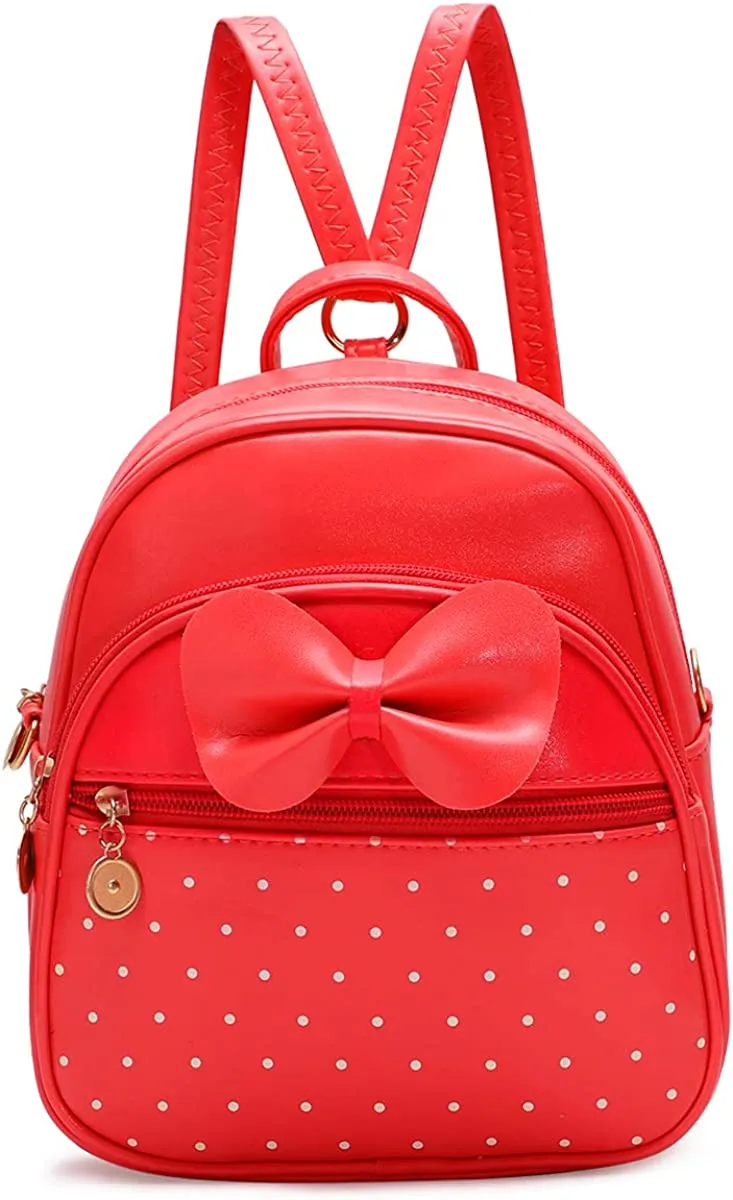 Girls Bowknot Polka Dot Cute Mini Backpack