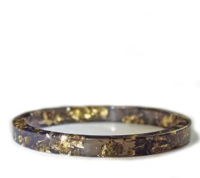 Gold Flake Stacking Resin Bracelet -- Black