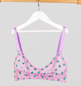 Green daisy & pink mesh bralette
