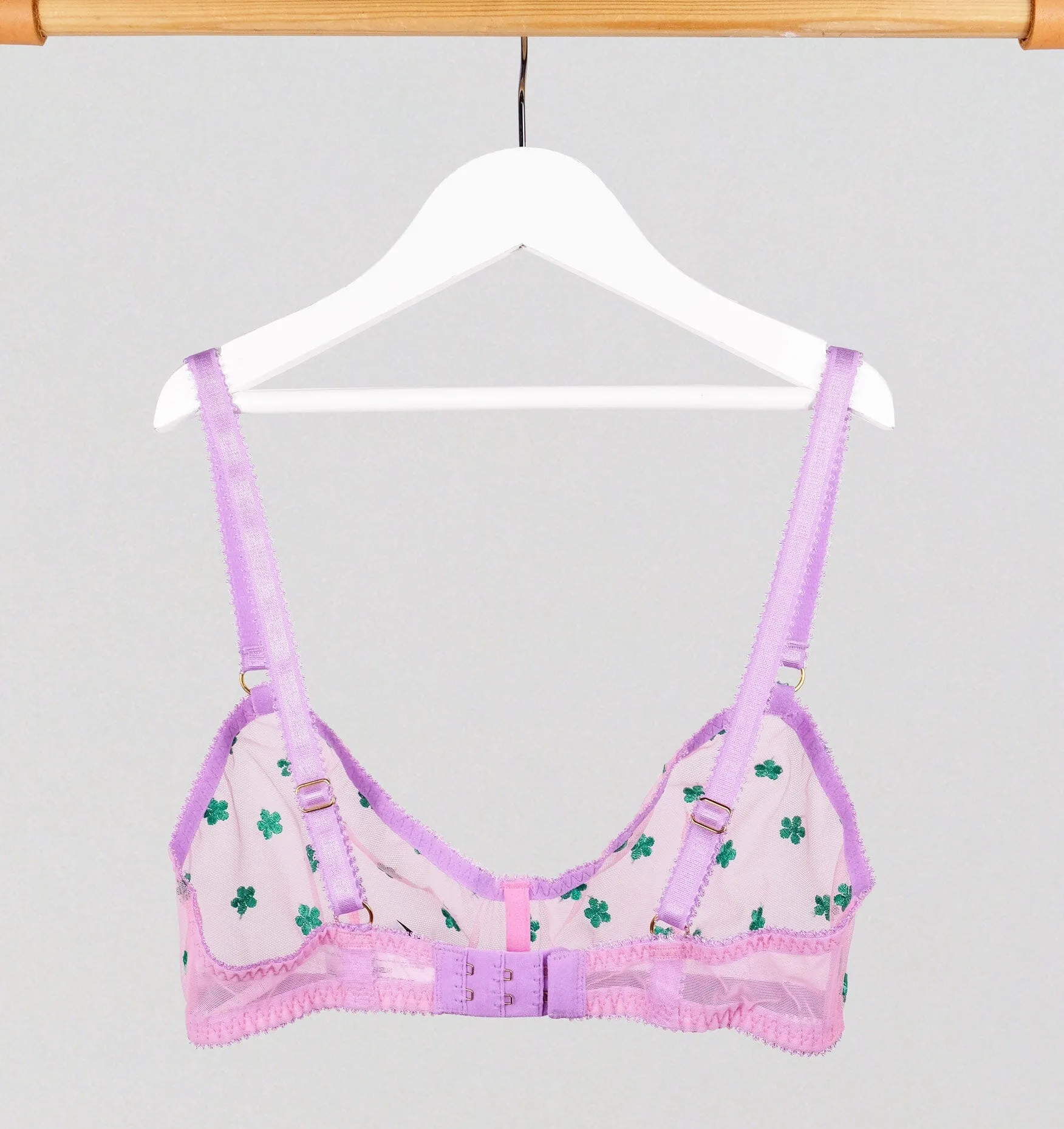 Green daisy & pink mesh bralette