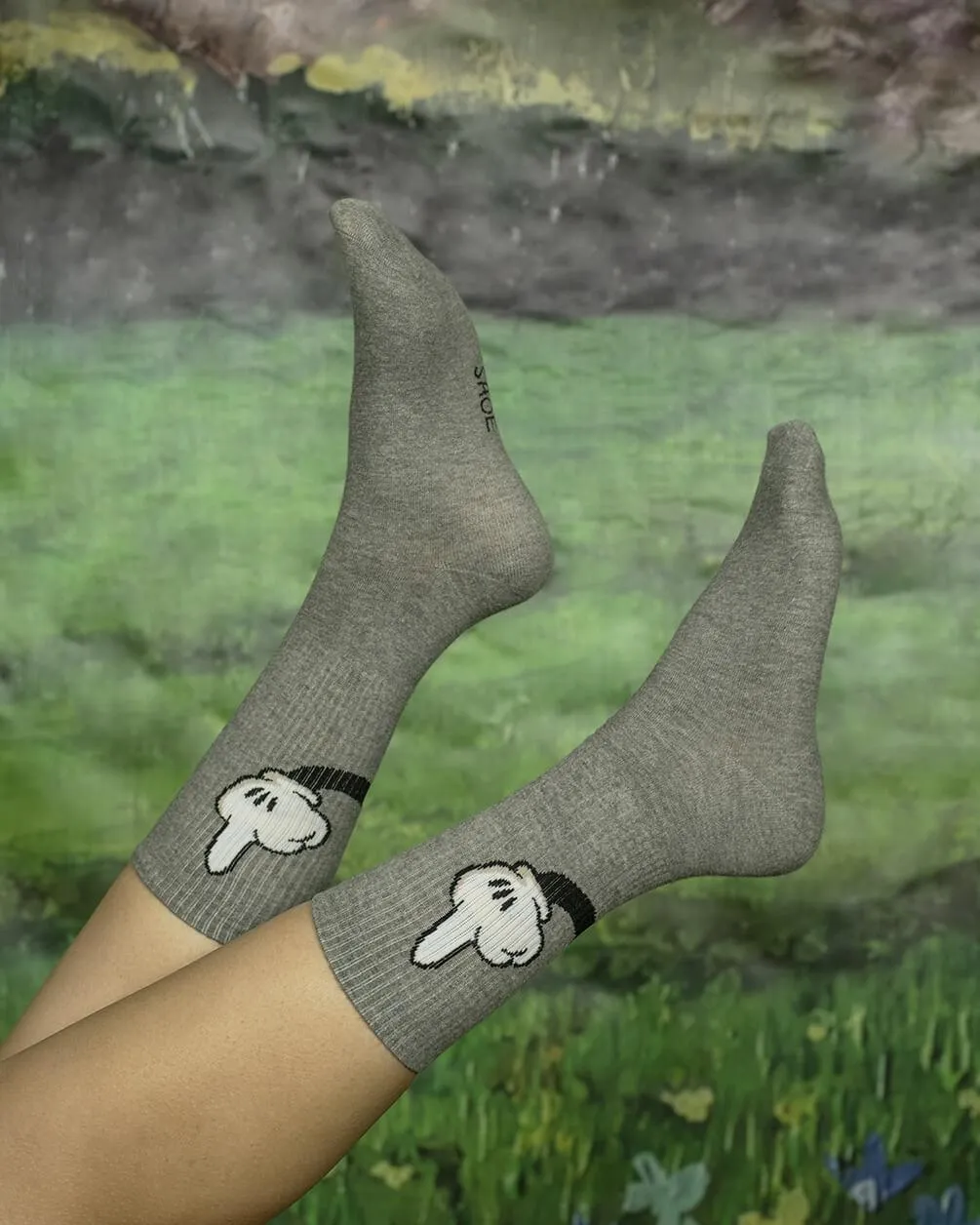 Grey Naughty Mouse Neck Socks