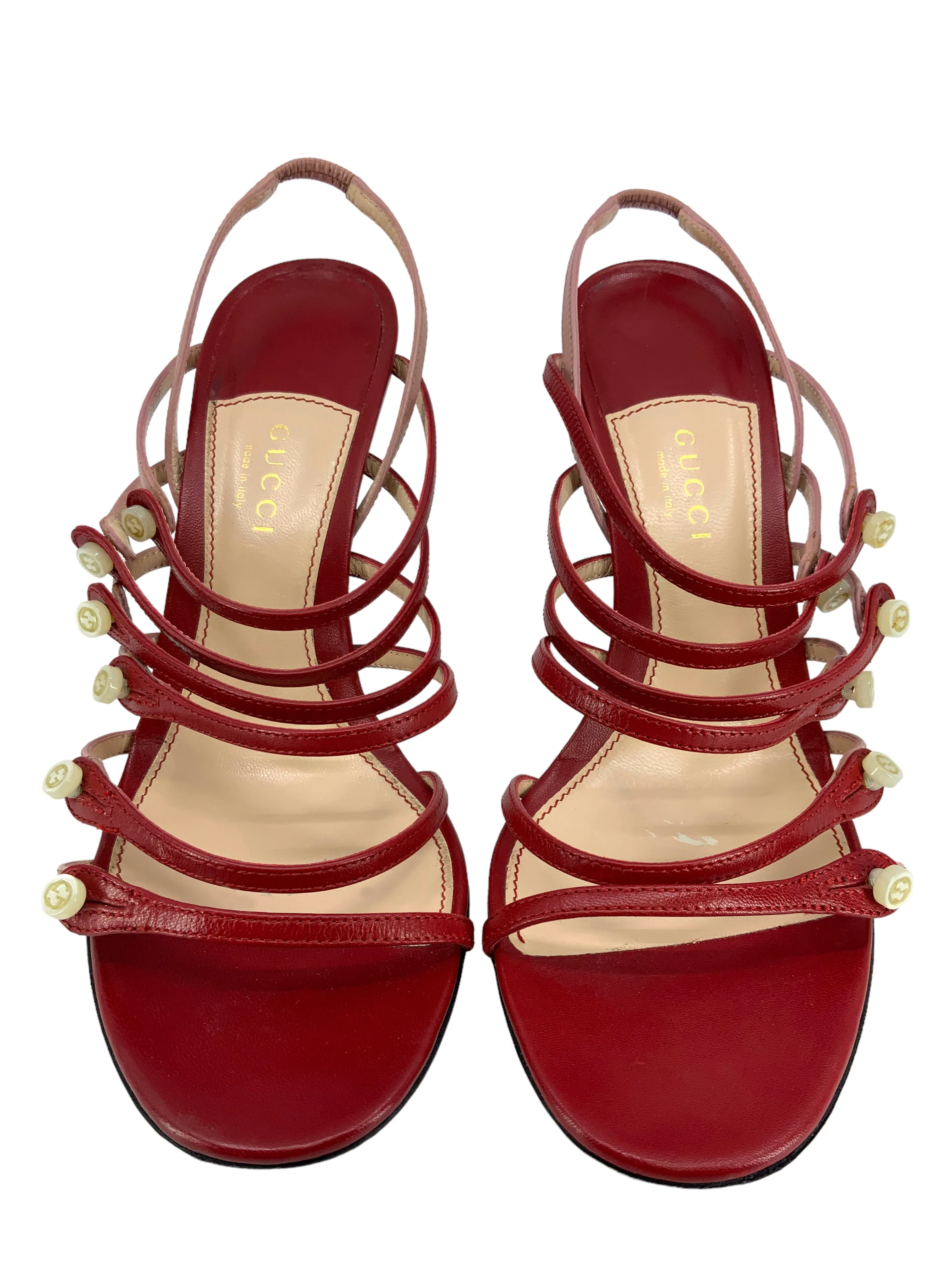 Gucci Aneta Strappy Leather Caged Sandal Size 7.5