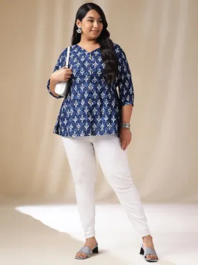 Indigo Cotton Ethnic Motif Top