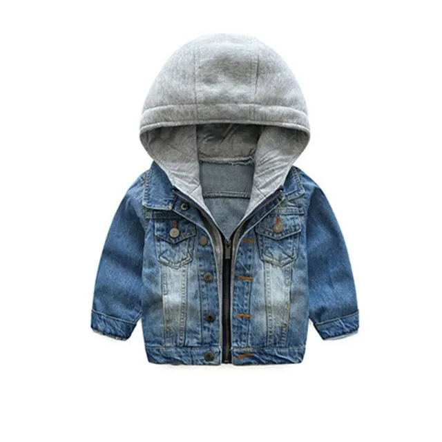 Jeans Jacket for Baby Boys Hooded Denim Clothes Coats Outwear Kids Autumn Tops Coat Jackets