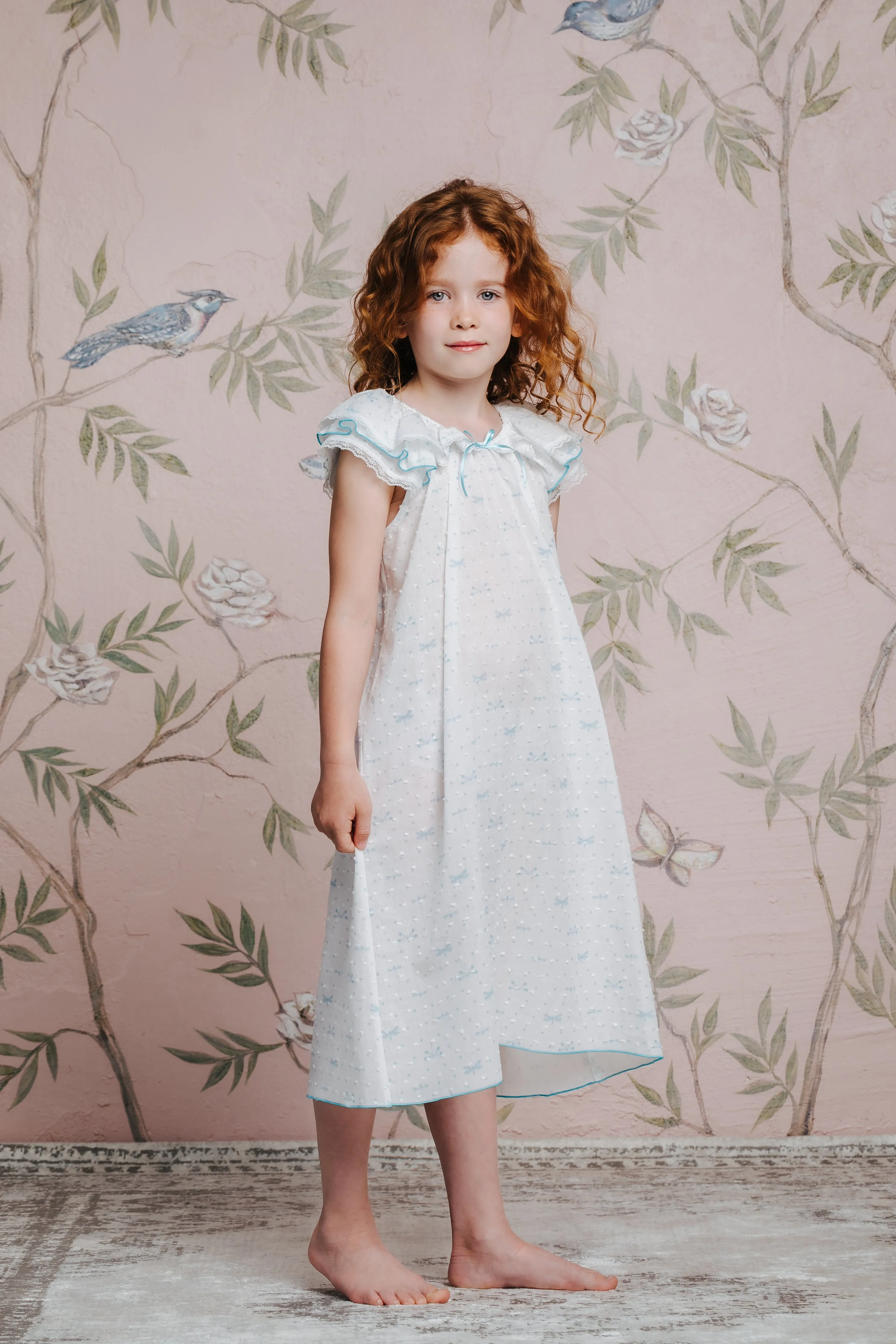 KLARA - GIRLS’ COTTON NIGHTDRESS BLUE DRAGONFLY