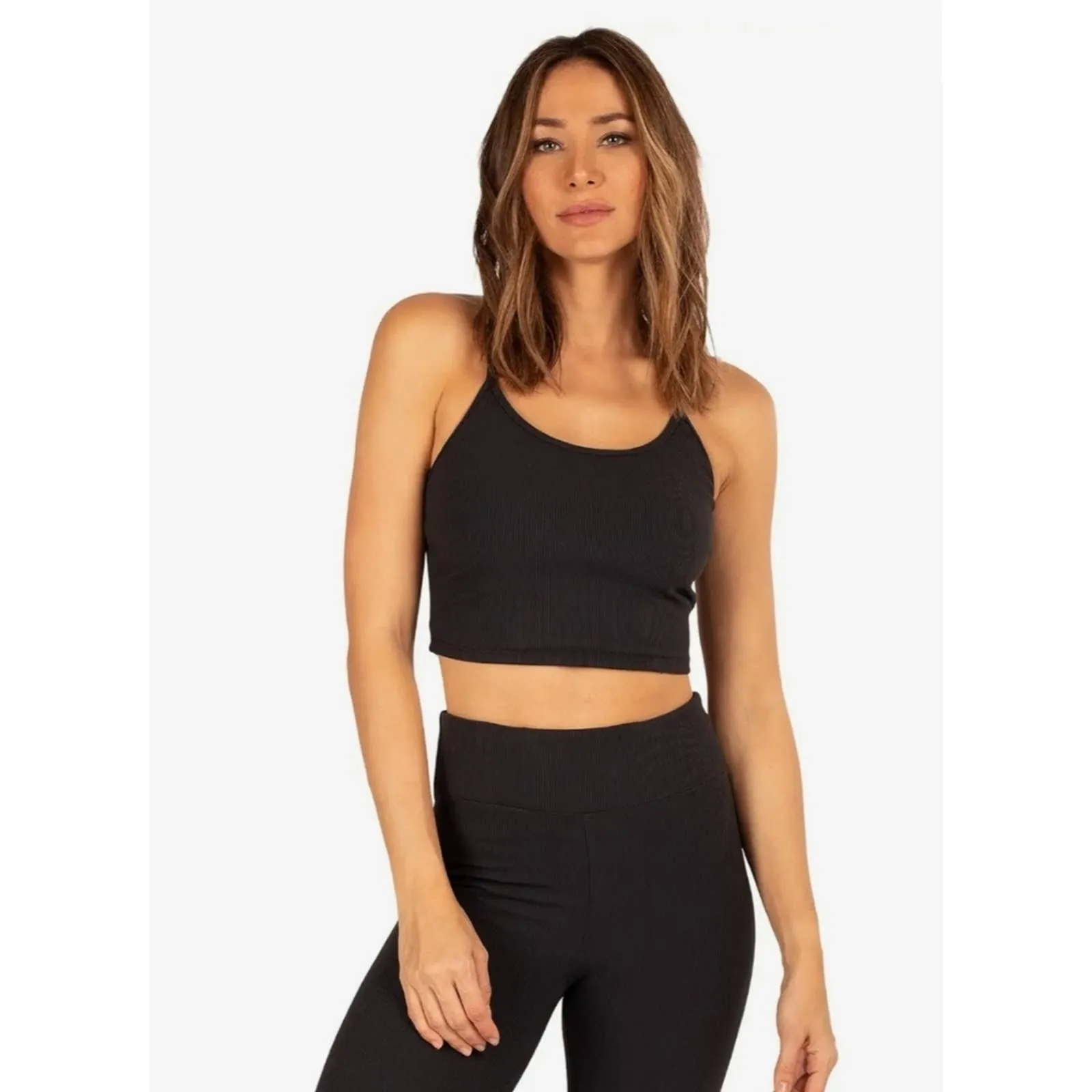 KORAL Leah Rib Sports Bra Black Medium