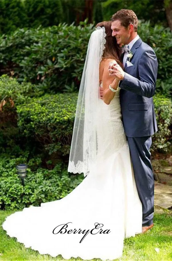 Lace Strapless Wedding Dresses, Mermaid Popular Wedding Dresses, Bridal Dresses
