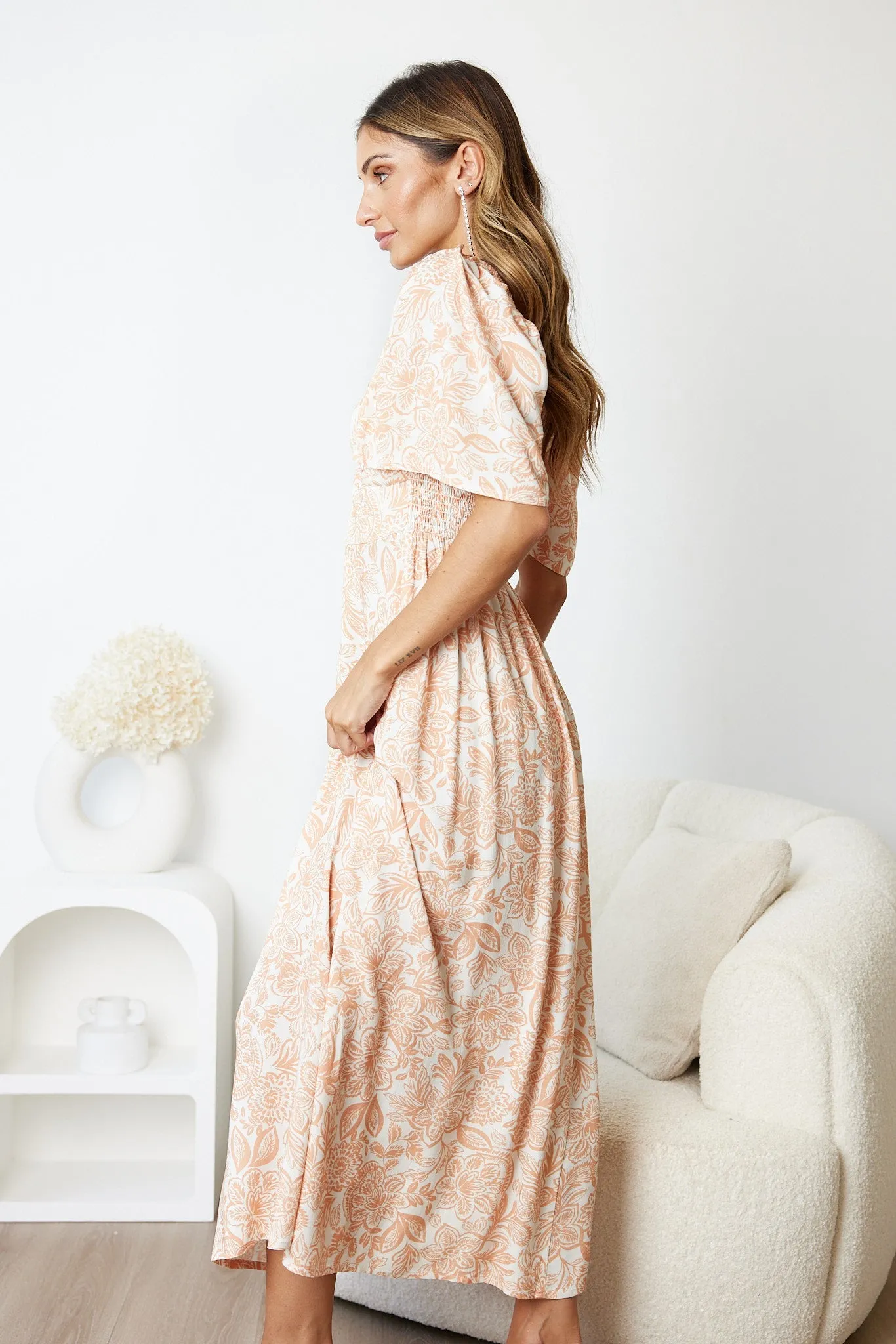 Latashia Dress - Apricot Paisley