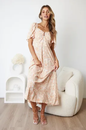 Latashia Dress - Apricot Paisley