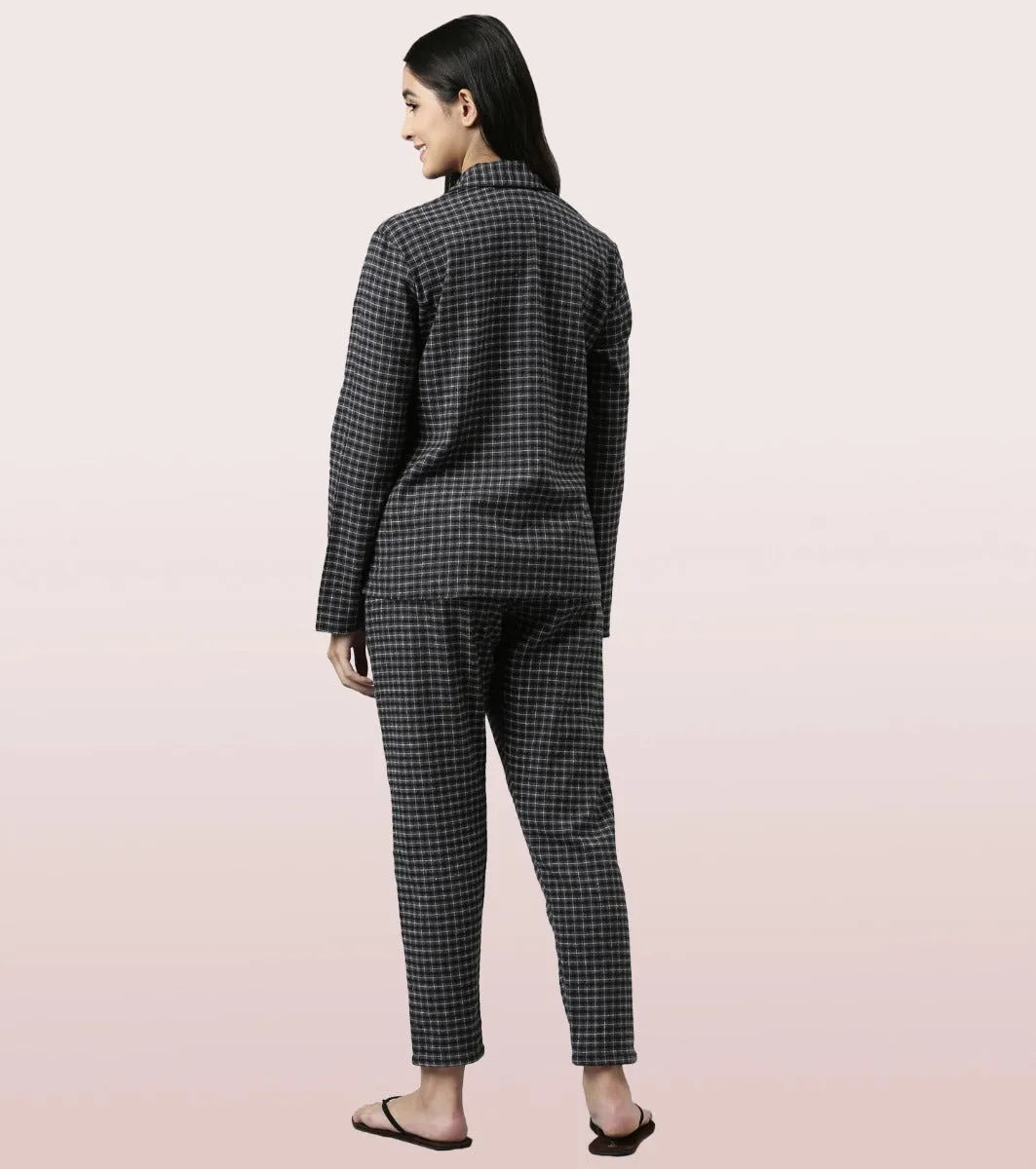 Lazy Pant Set | Cotton Flannel Woven Shirt And Pant Set