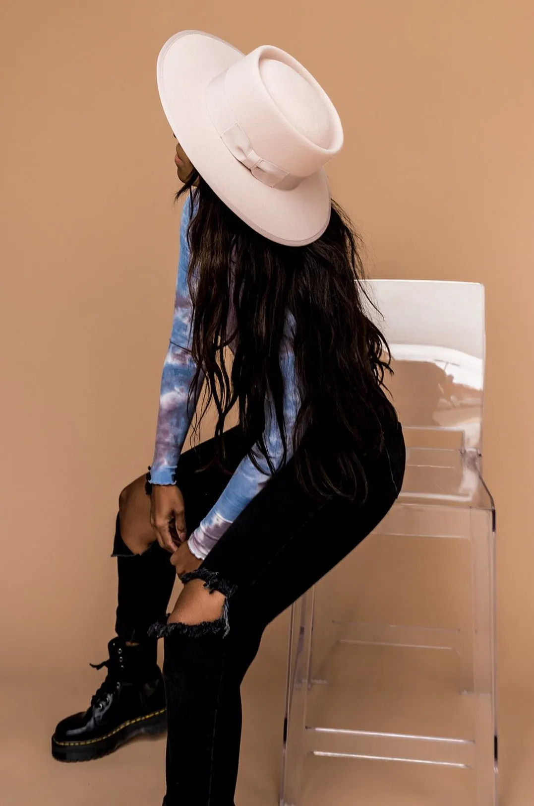 Lola Stiff Brim Hat in Blush