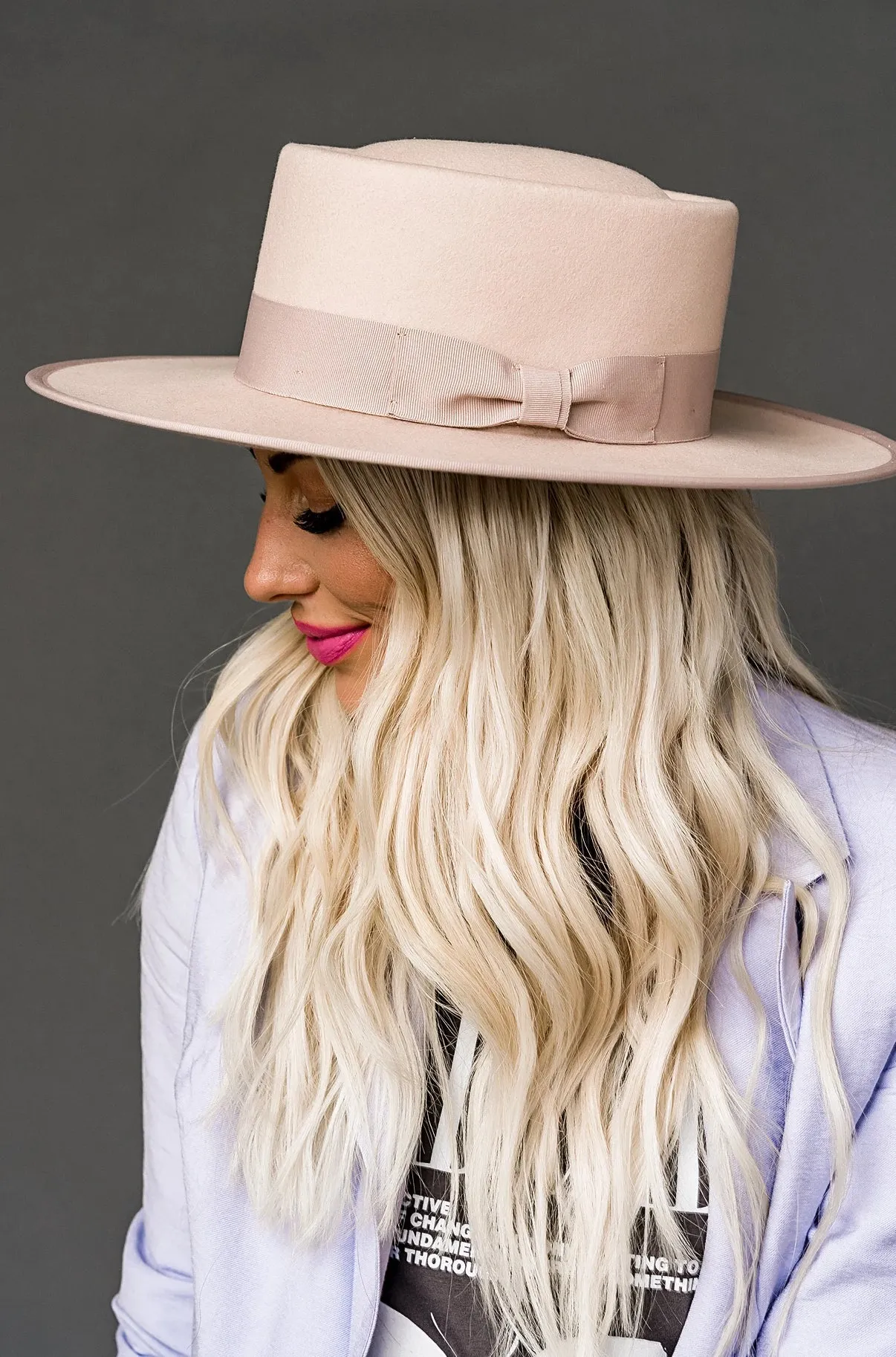 Lola Stiff Brim Hat in Blush