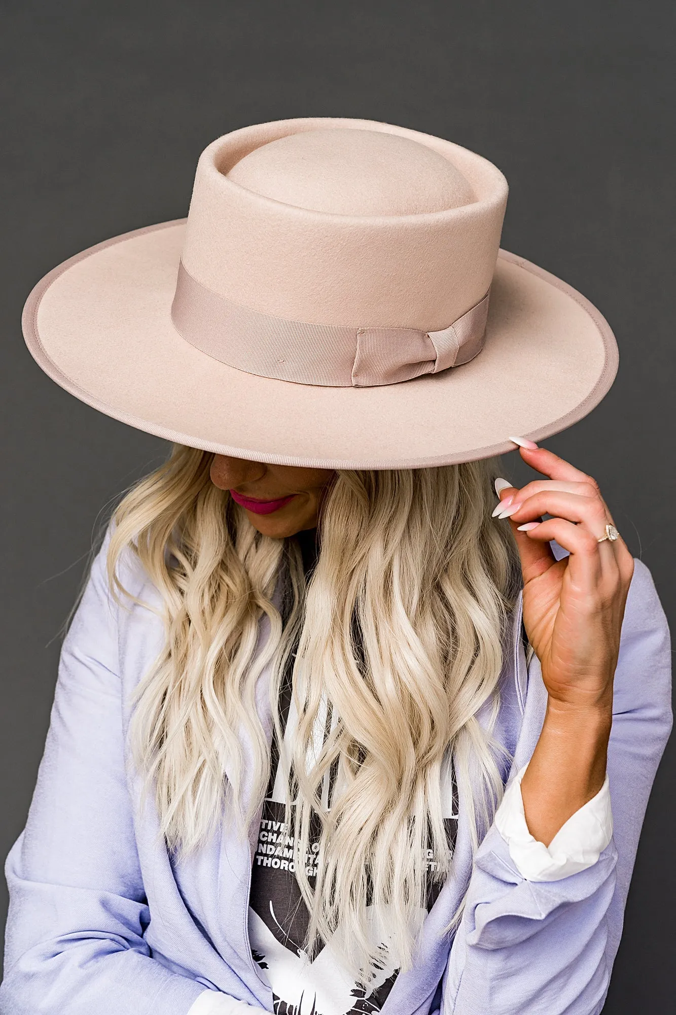 Lola Stiff Brim Hat in Blush