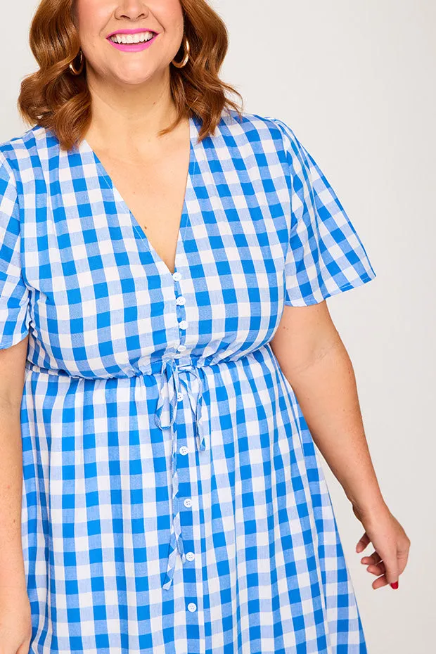 Marley Gingham Cobalt Dress