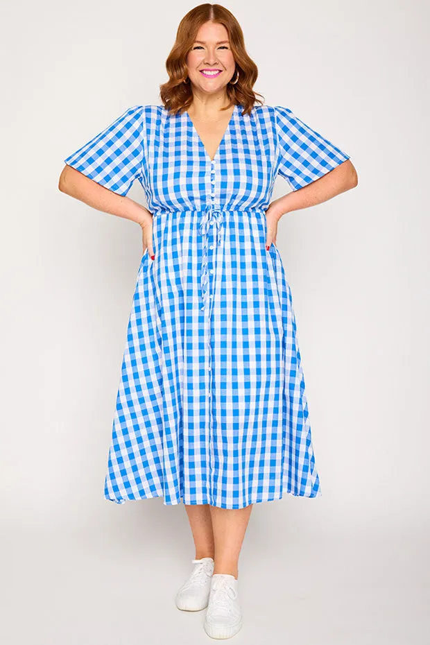 Marley Gingham Cobalt Dress