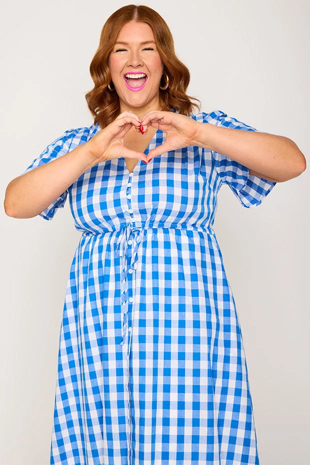 Marley Gingham Cobalt Dress