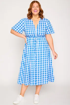 Marley Gingham Cobalt Dress