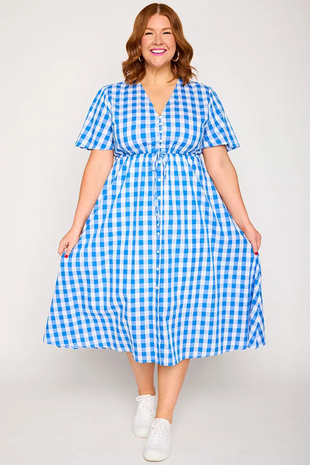 Marley Gingham Cobalt Dress