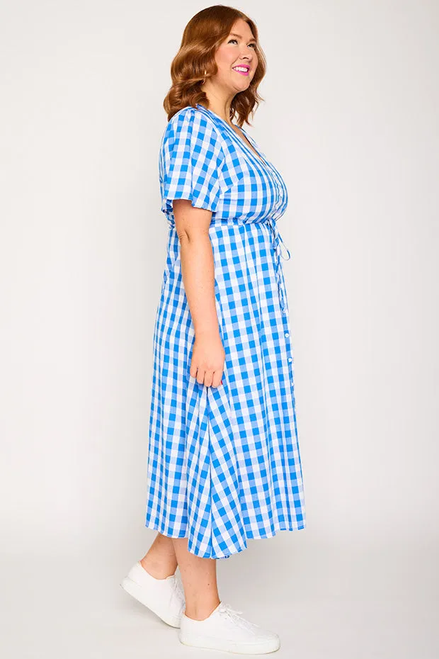Marley Gingham Cobalt Dress