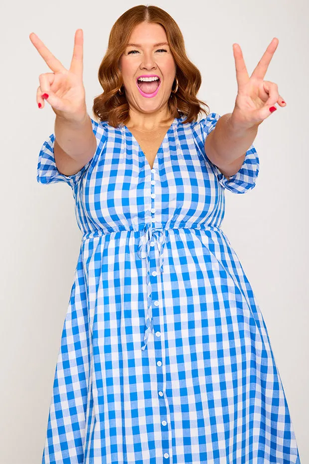 Marley Gingham Cobalt Dress