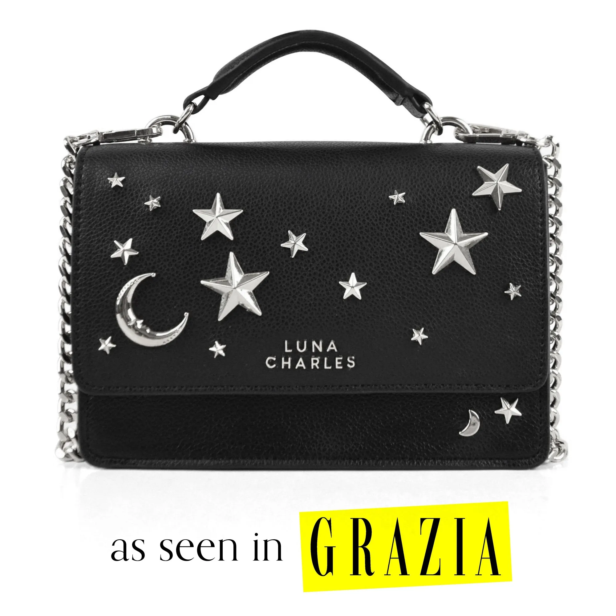 Nova Star Studded Handbag - Black & Silver