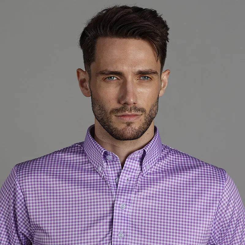Oxford Button Down Collar Polo Lavender Gingham