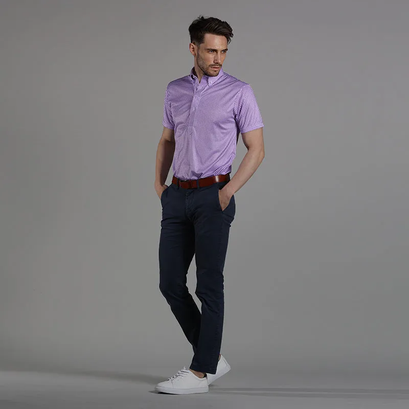 Oxford Button Down Collar Polo Lavender Gingham