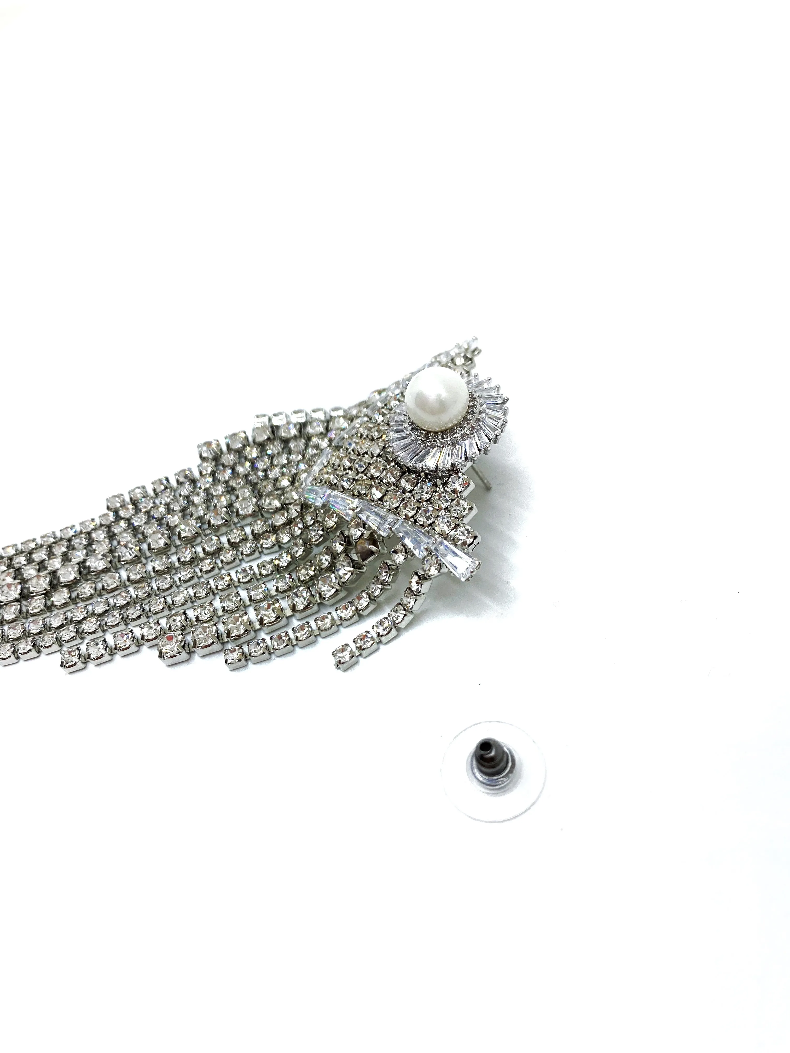 PEARL STUD FRINGE EARRINGS