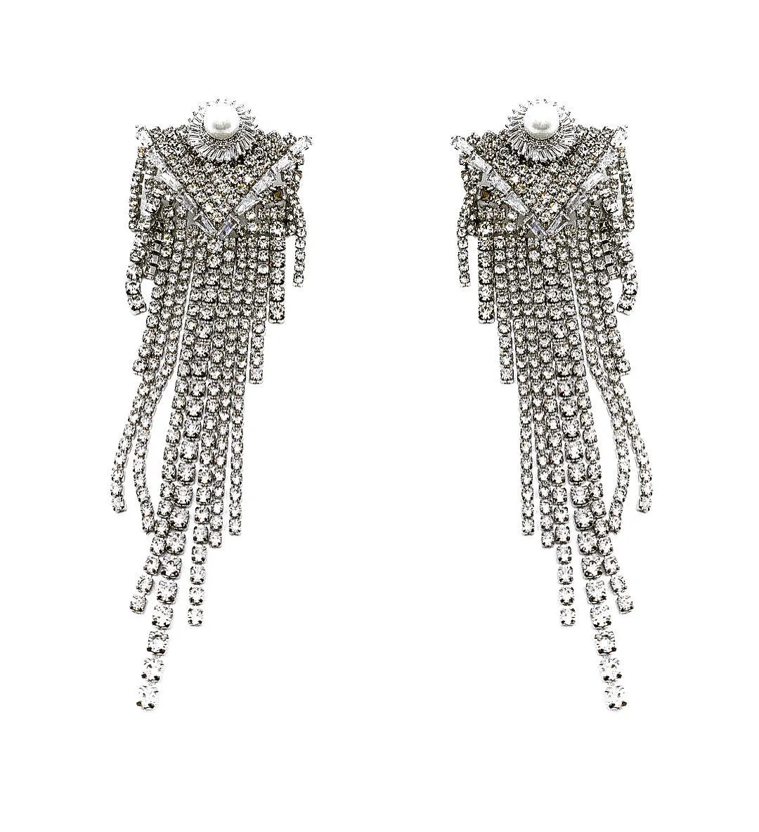 PEARL STUD FRINGE EARRINGS
