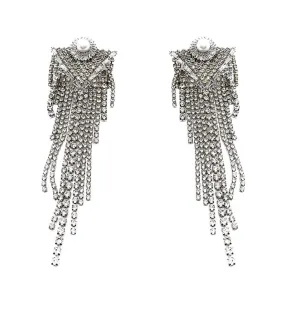 PEARL STUD FRINGE EARRINGS