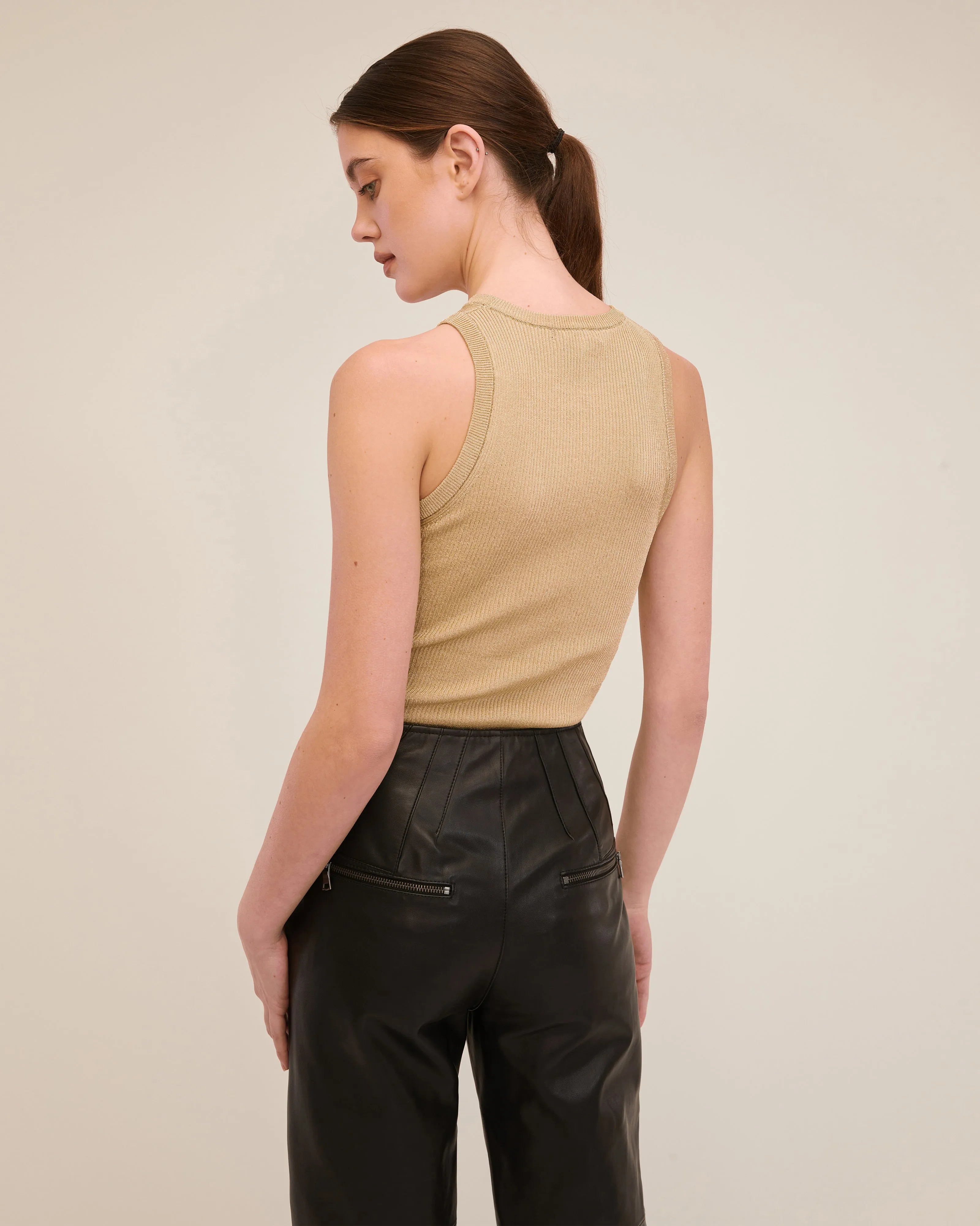 Rae Ribbed Sweater Tank in Midas