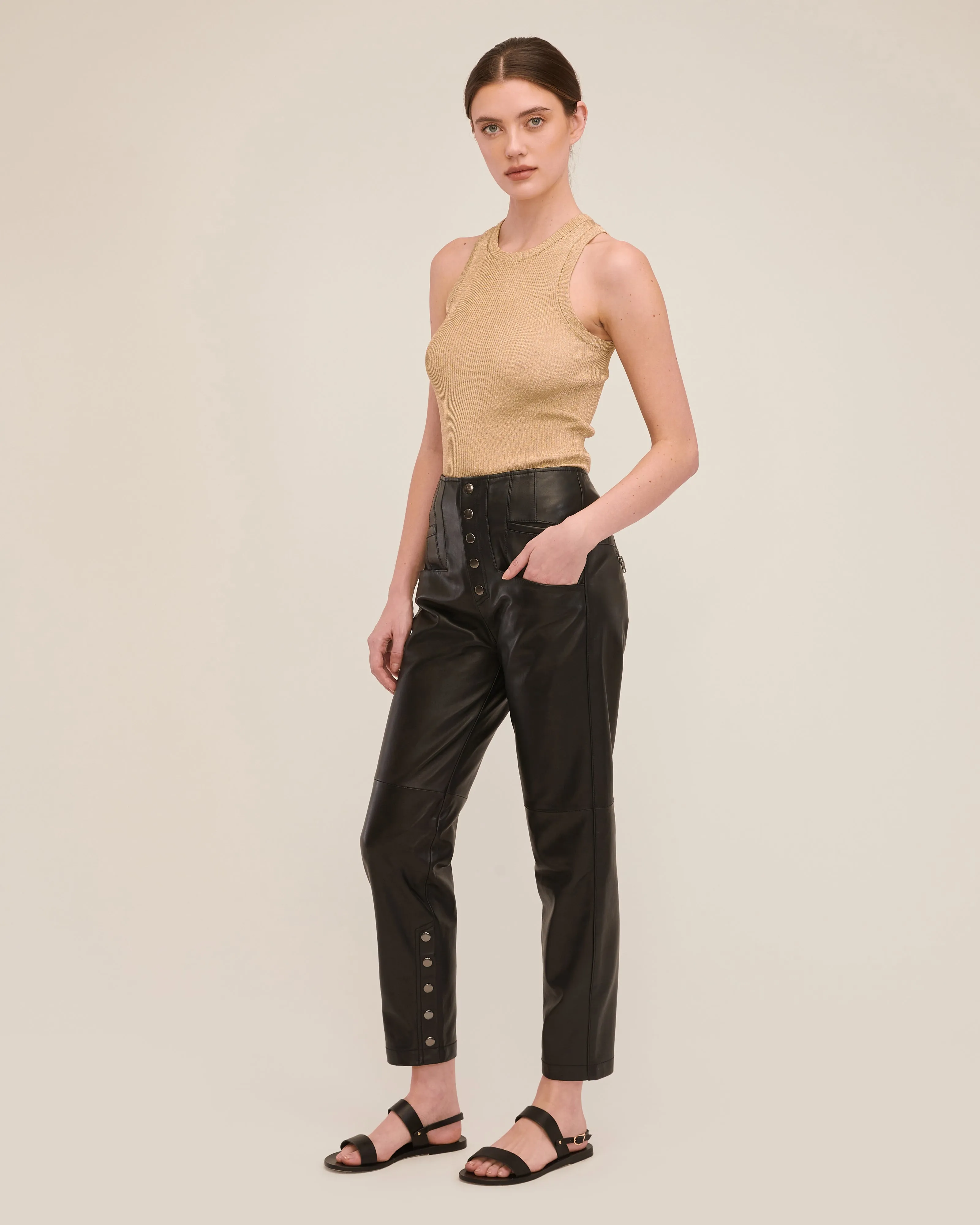 Rae Ribbed Sweater Tank in Midas