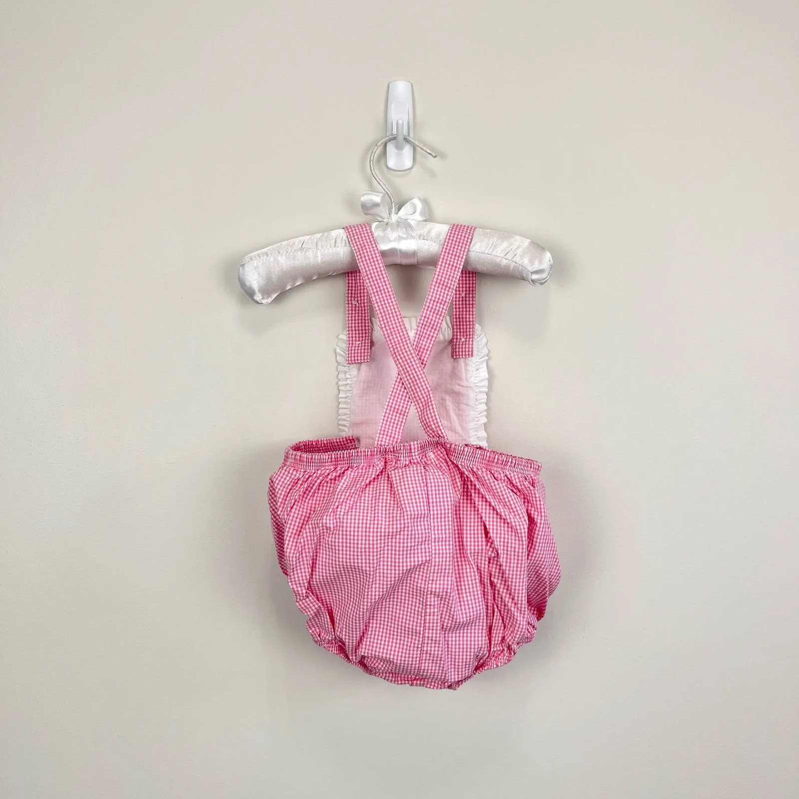 Ralph Lauren Pink Gingham Ruffle Sun Suit Romper 9 Months