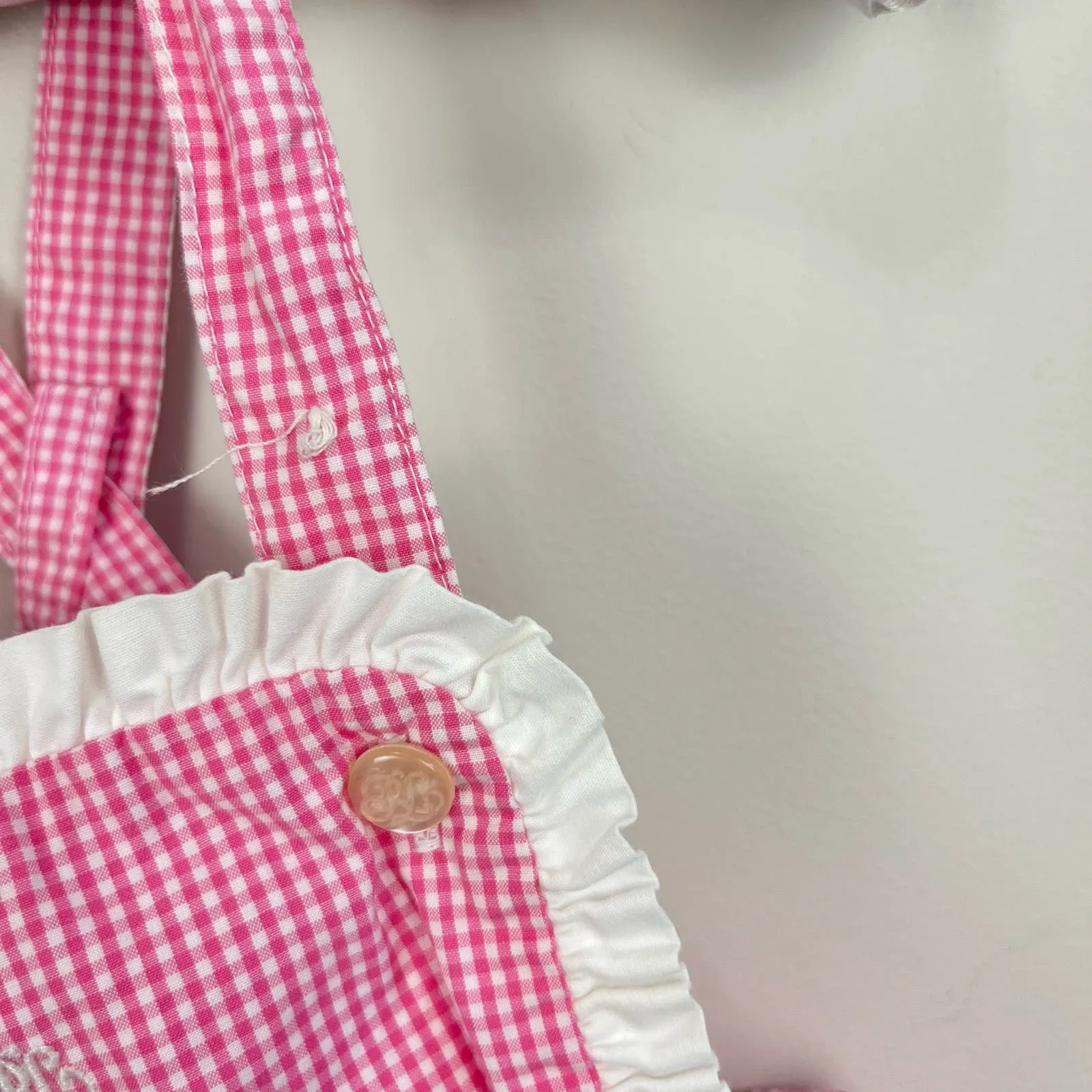 Ralph Lauren Pink Gingham Ruffle Sun Suit Romper 9 Months