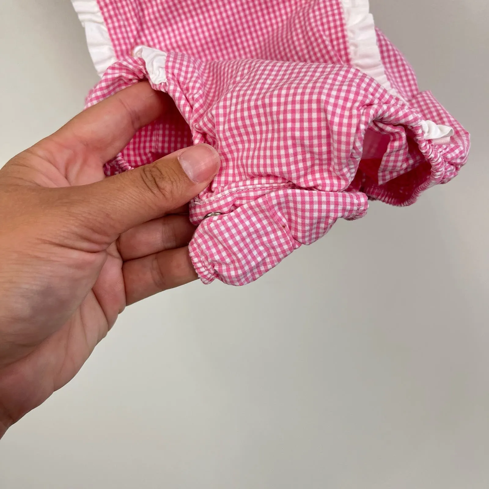 Ralph Lauren Pink Gingham Ruffle Sun Suit Romper 9 Months